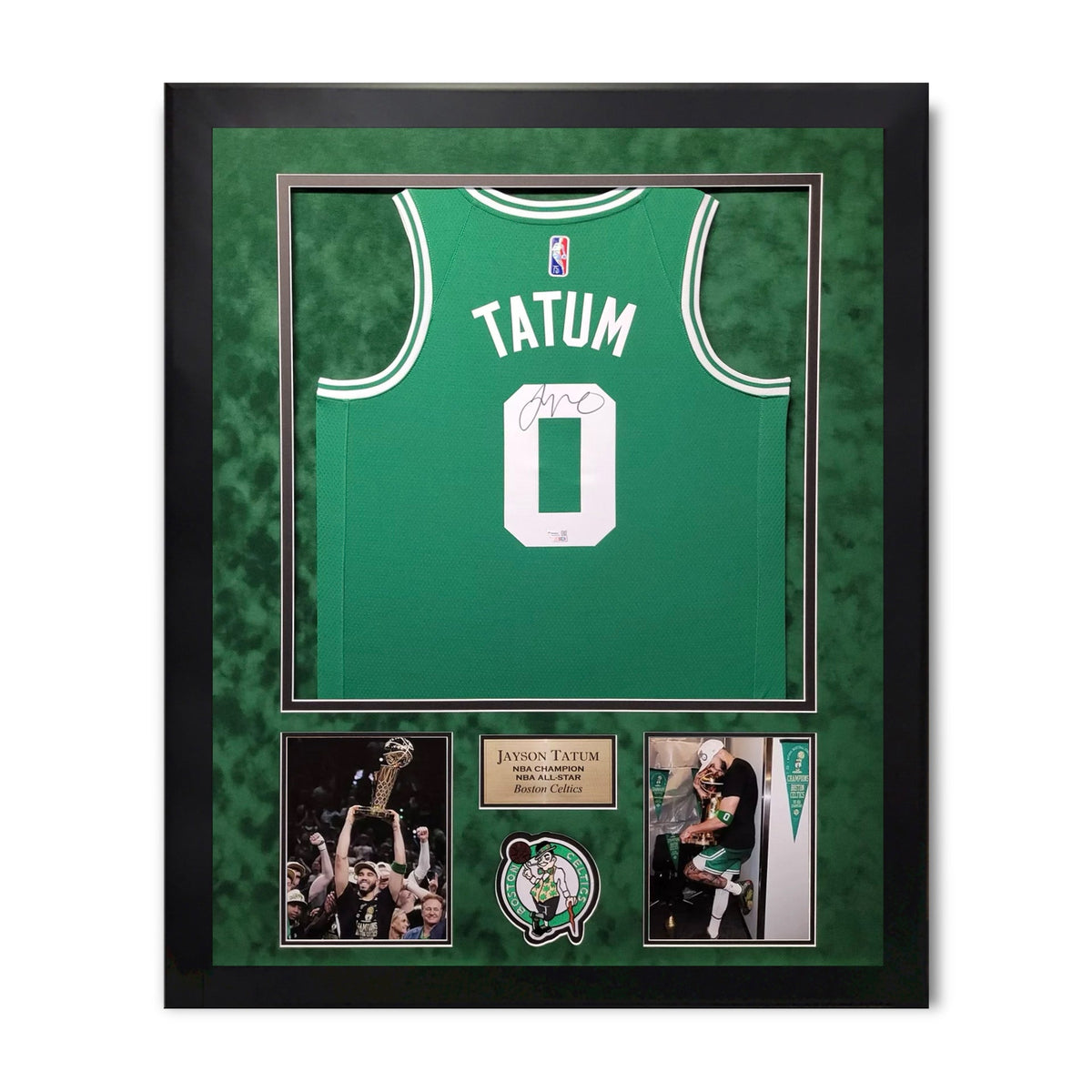 Jayson Tatum Boston Celtics Autographed Jersey Framed to 32x40 Fanatics