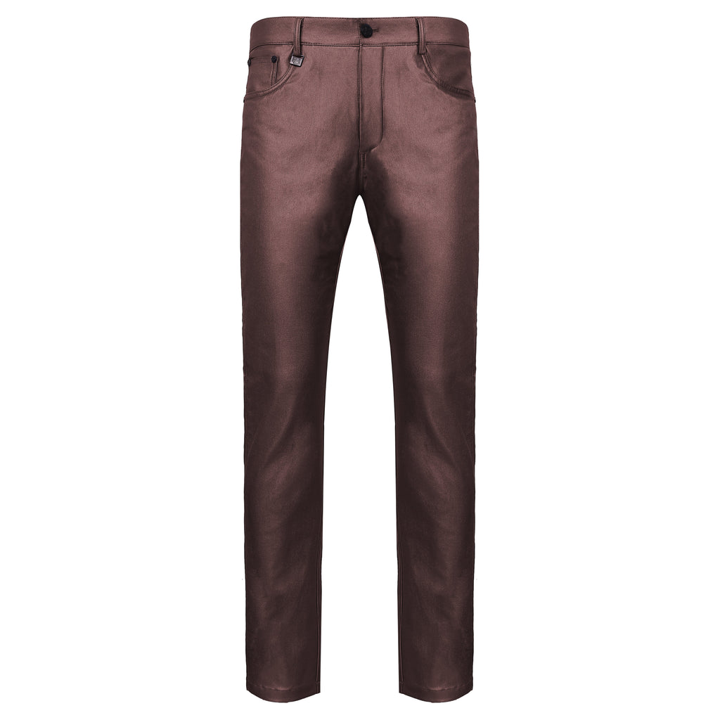 Barocco Versatile Vogue Men's Metallic Jeans - Wine