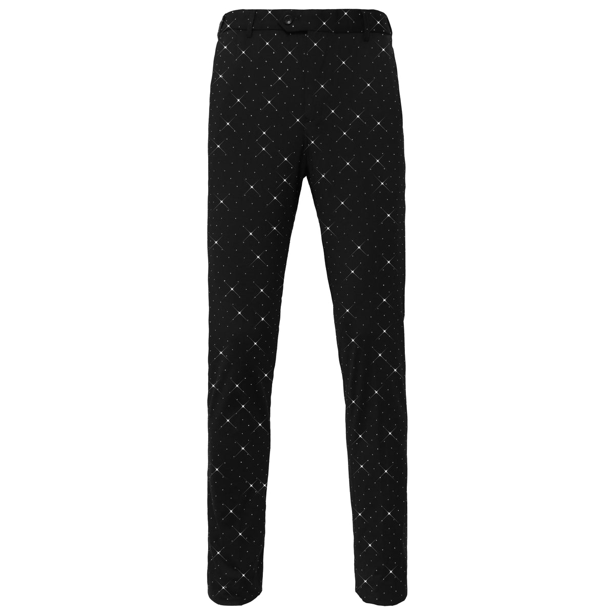 Barocco Dapper Details Men's Stretch Dress Pants - Black/Silver