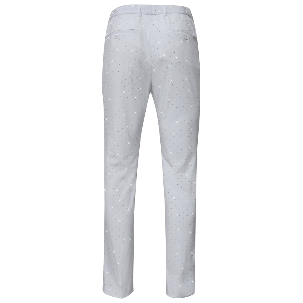 Barocco Dapper Details Men's Stretch Dress Pants - White/Silver