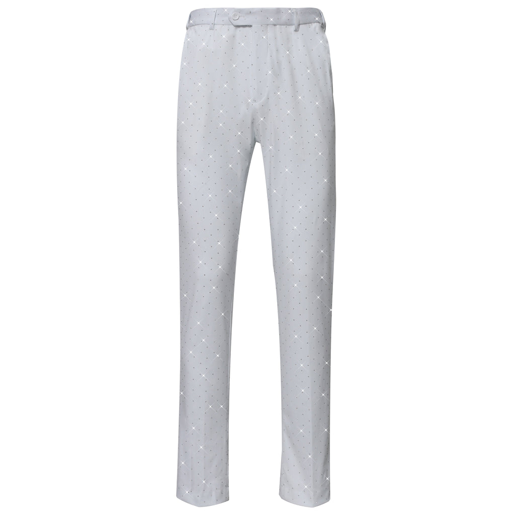 Barocco Dapper Details Men's Stretch Dress Pants - White/Silver