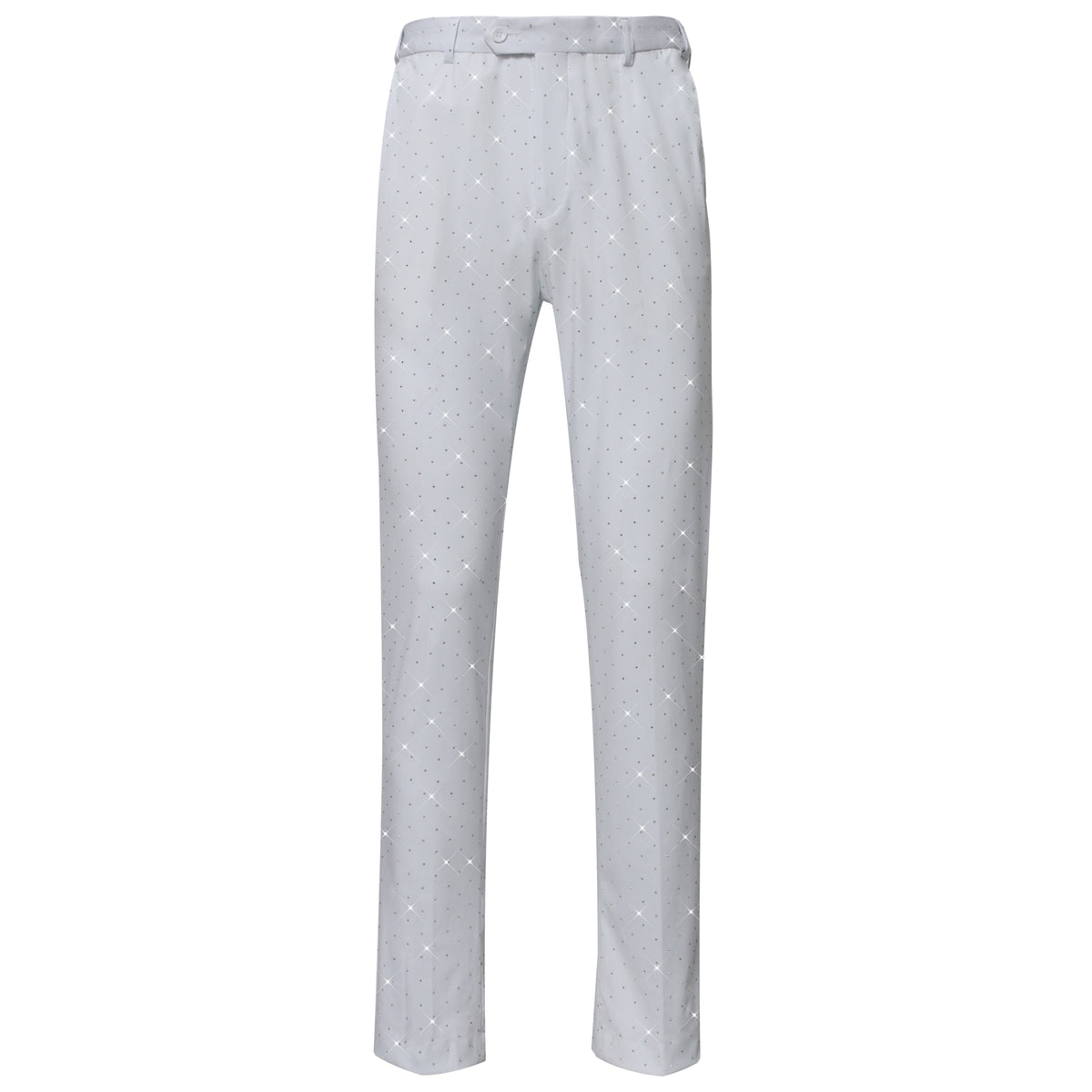 Barocco Dapper Details Men's Stretch Dress Pants - White/Silver