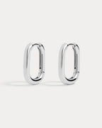 Chain Link Huggies- Silver (Ships Late June)