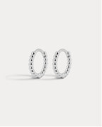 Mini Continuous Beaded Huggies- Silver