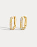 Pave Chain Link Huggies- Gold