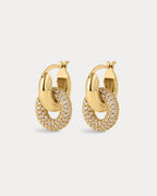 Pave Interlock Hoops- Gold