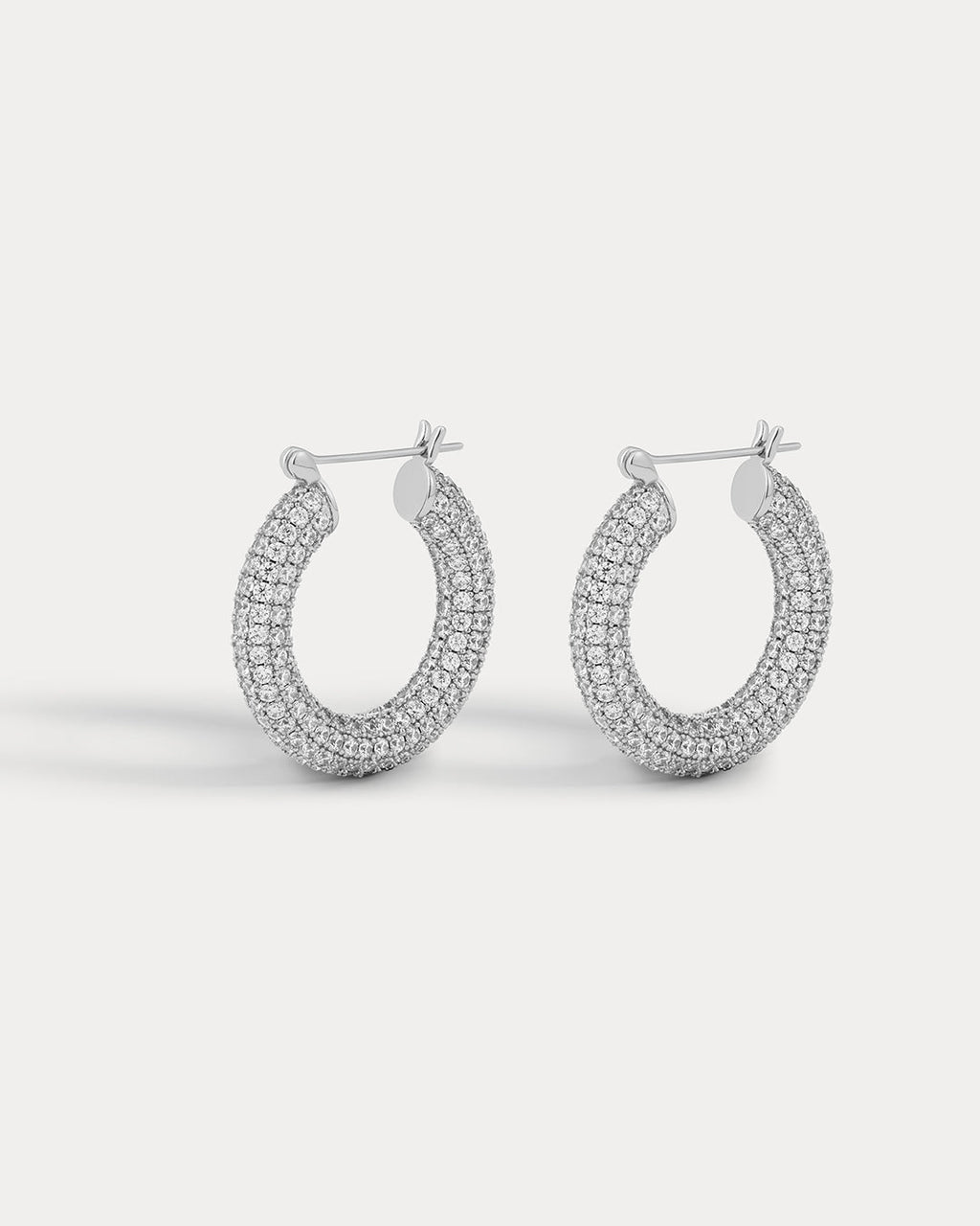 Pave Baby Amalfi Hoops- Silver