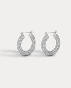 Pave Baby Amalfi Hoops- Silver