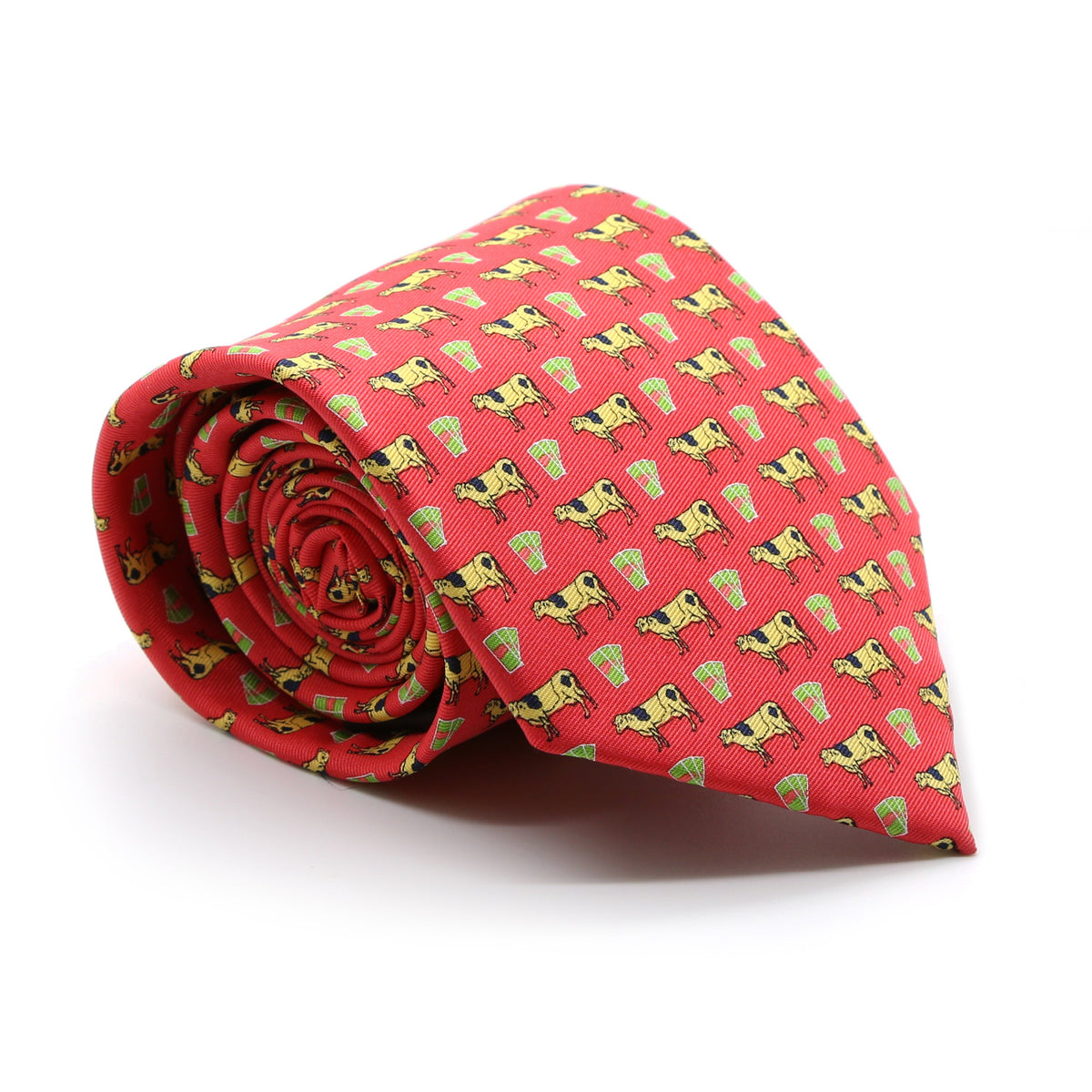 Cow Red Necktie with Handkerchief Set
