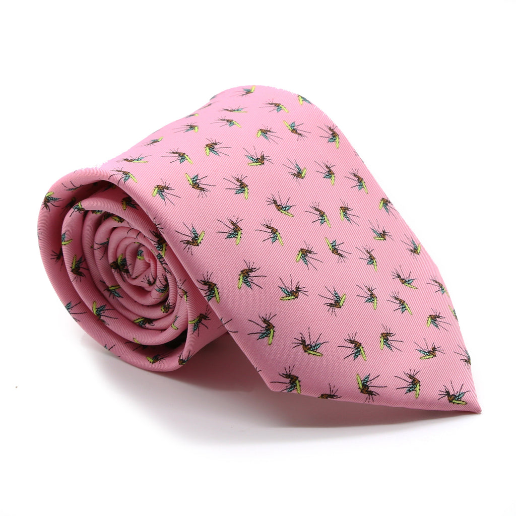 Mosquito Pink Necktie with Handkerchief Set