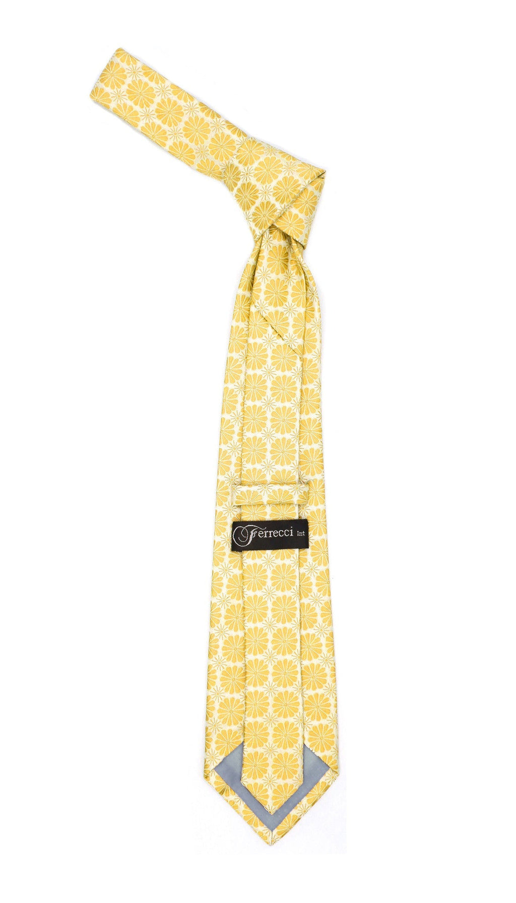 Floral Yellow Necktie with Handkerchief Set