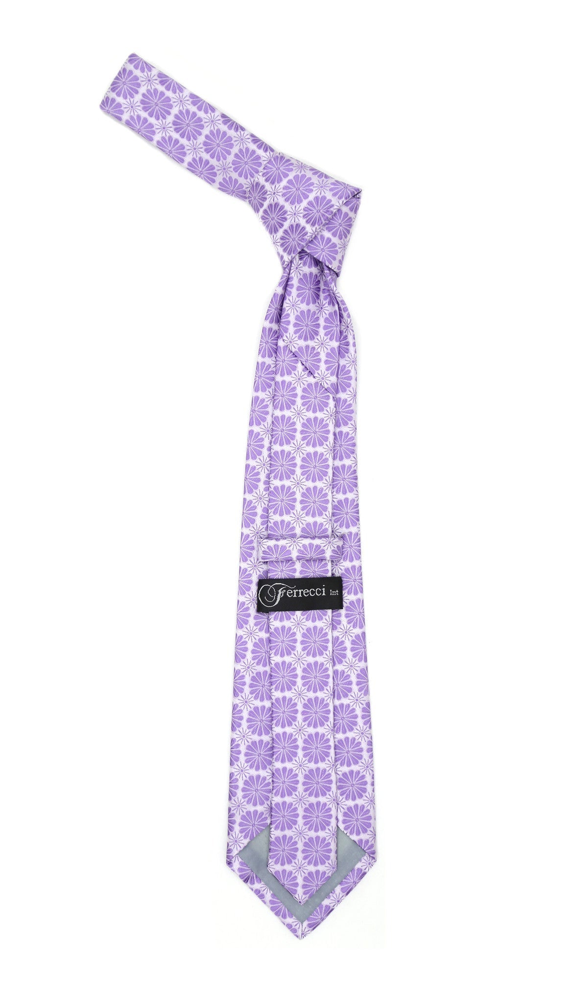 Floral Lavender Necktie with Handkerchief Set