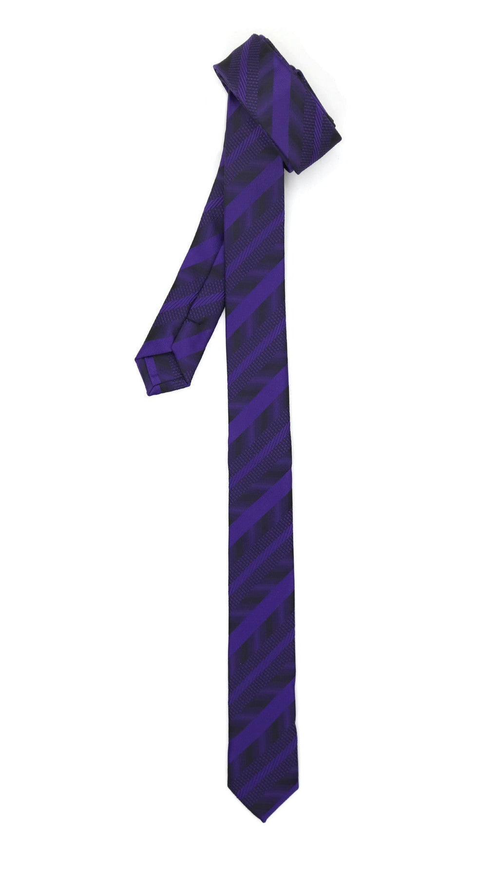 Super Skinny Stripe Purple Black Slim Tie
