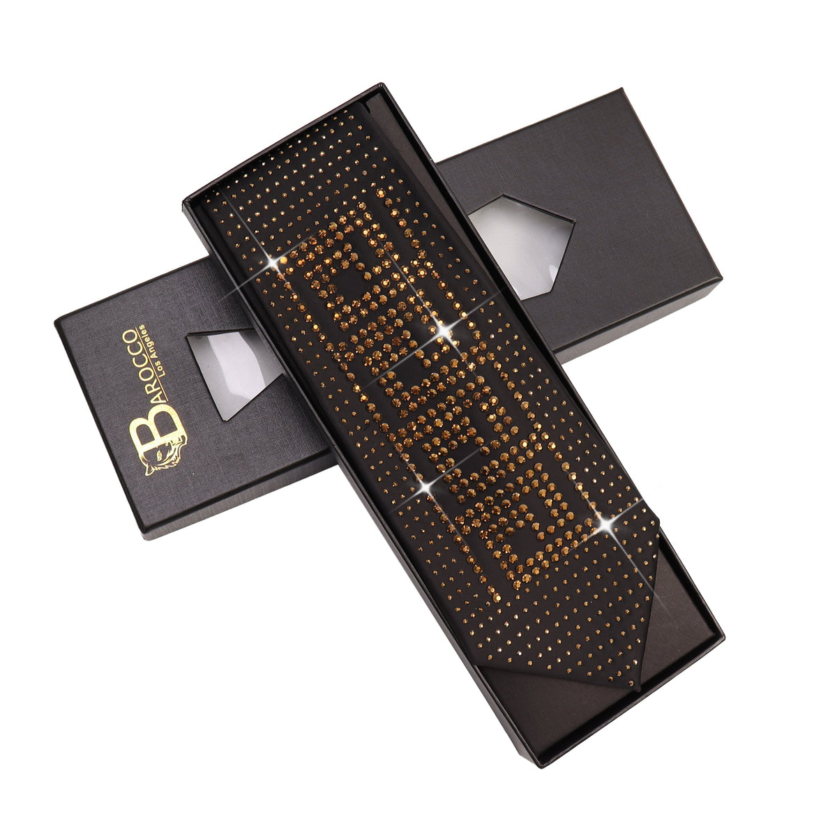 Barocco Radiance Knot Men's Crystal Tie - Black/Gold
