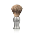 Titan Silver Brushed Aluminum Lathering Brush with Best Badger