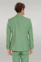 2 Piece Patterned Slim Fit Green Men Suit - Wessi