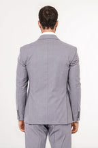 Grey Men's Plain Suit with Vest - Wessi
