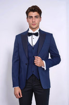 Dot-Patterned Navy Tuxedo - Wessi