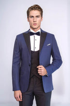 Patterned Jacket Navy Blue Tuxedo | Wessi