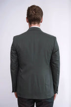 Dot Patterned Dark Green Men Tuxedo - Wessi