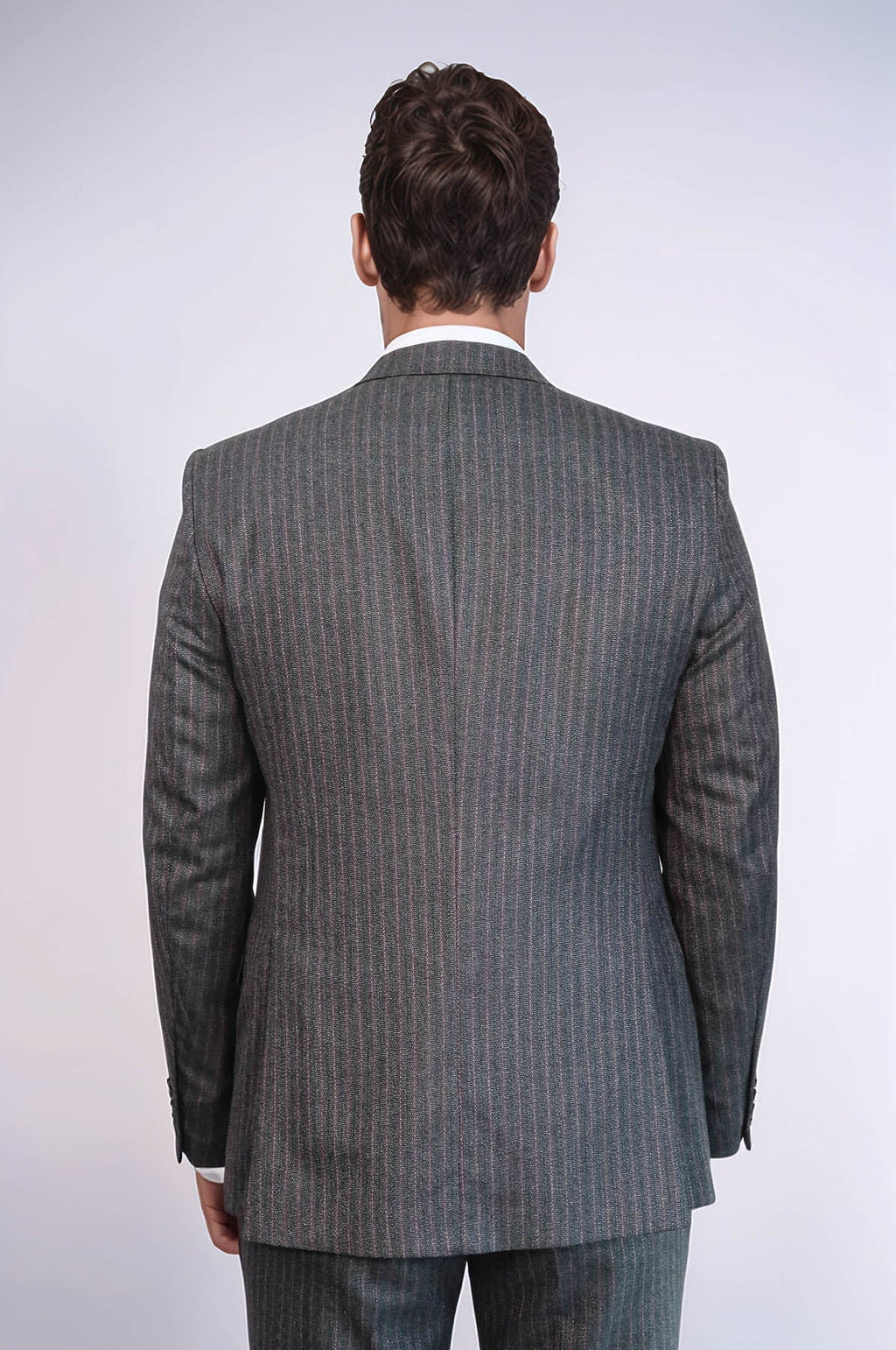 Striped Black Vested Suit - Wessi
