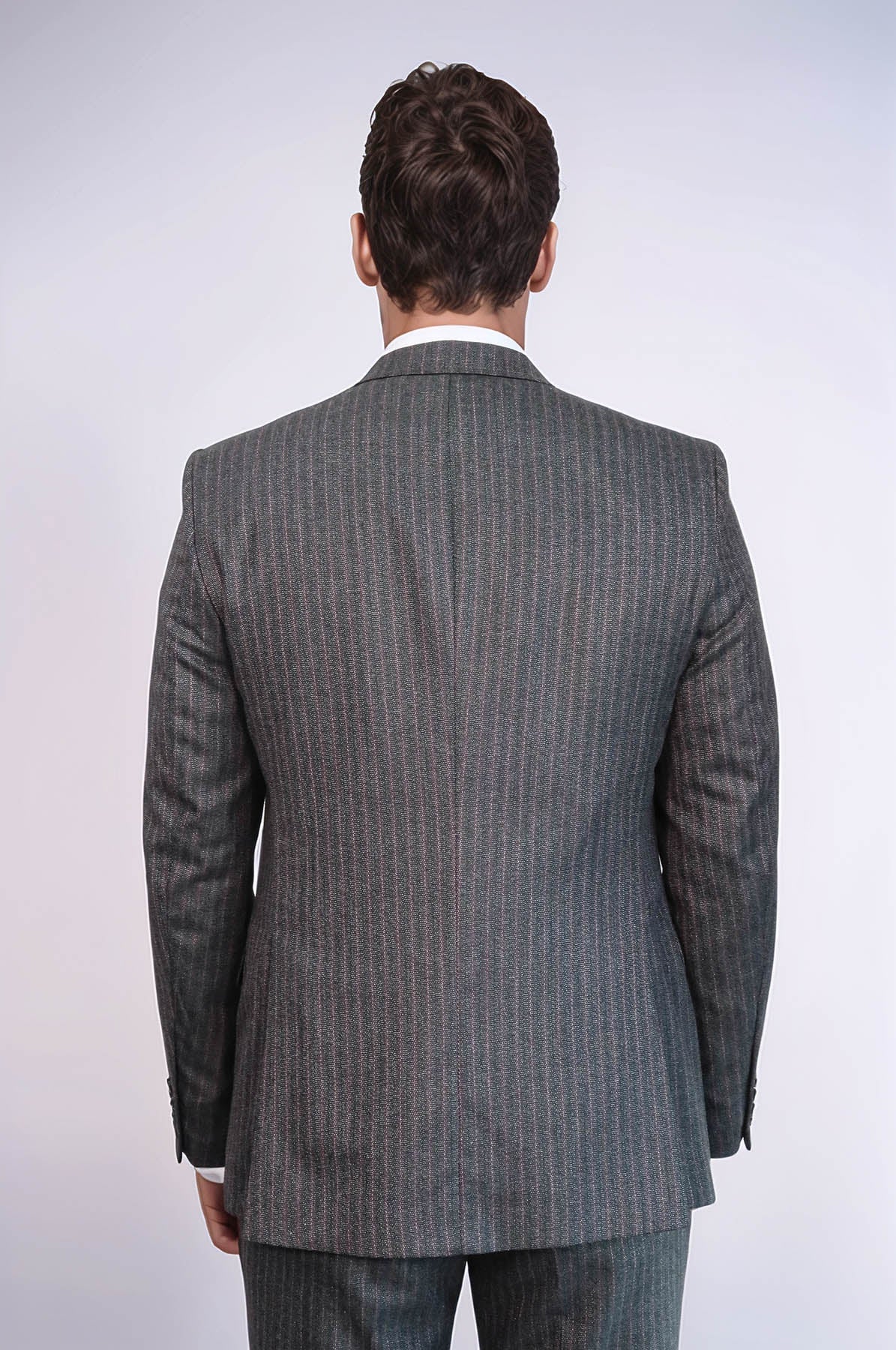 Striped Black Vested Suit - Wessi