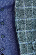 Grey Blue Checked Suit - Wessi