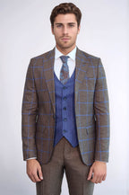 Brown Blue Checked Suit | Wessi
