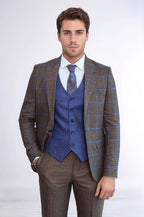 Brown Blue Checked Suit | Wessi