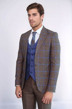 Brown Blue Checked Suit | Wessi