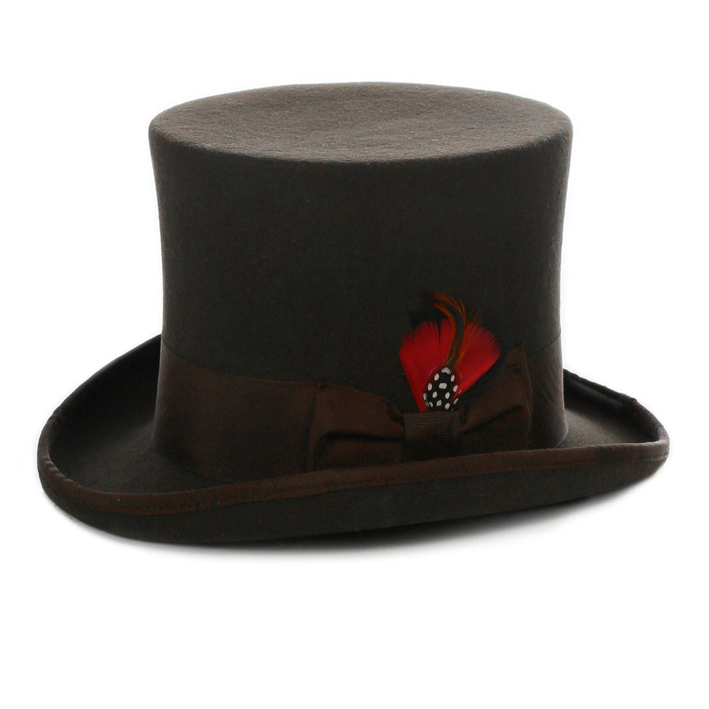 Brown Wool Felt Top Hat for Men & Women | Ferrecci