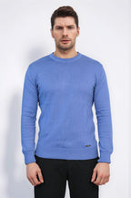 Circle Neck Blue Knitwear - Wessi