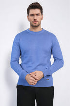Circle Neck Blue Knitwear - Wessi