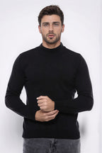 Half Turtleneck Black Knitwear Sweater - Wessi