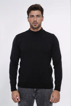 Half Turtleneck Black Knitwear Sweater - Wessi