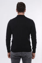 Half Turtleneck Black Knitwear Sweater - Wessi