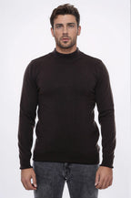 Half Turtleneck Brown Knitwear Sweater - Wessi