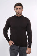 Half Turtleneck Brown Knitwear Sweater - Wessi