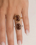 Sterling Silver Elongated Cushion Chocolate CZ Cocktail Ring