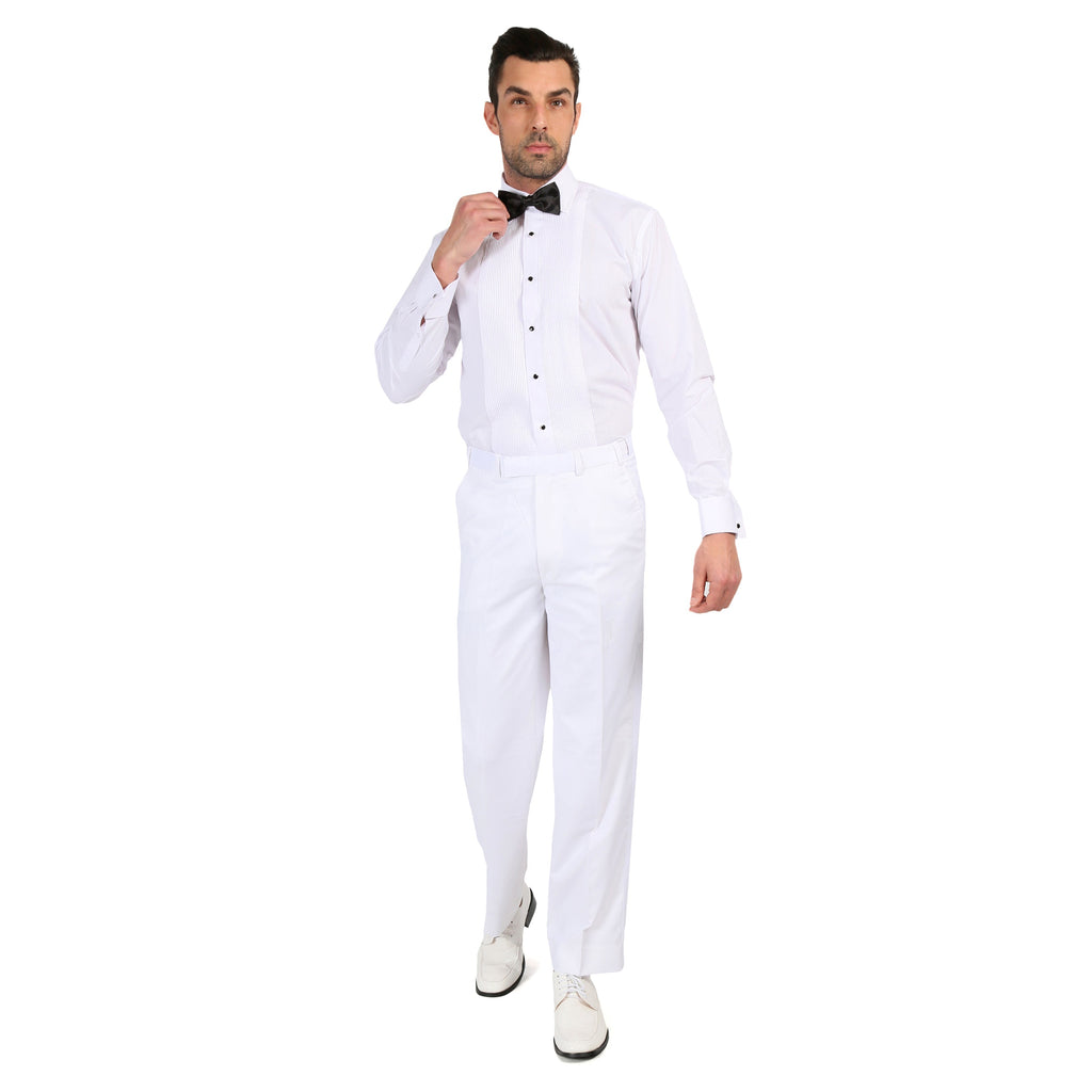 Premium Regular Fit White Tuxedo Dress Pants