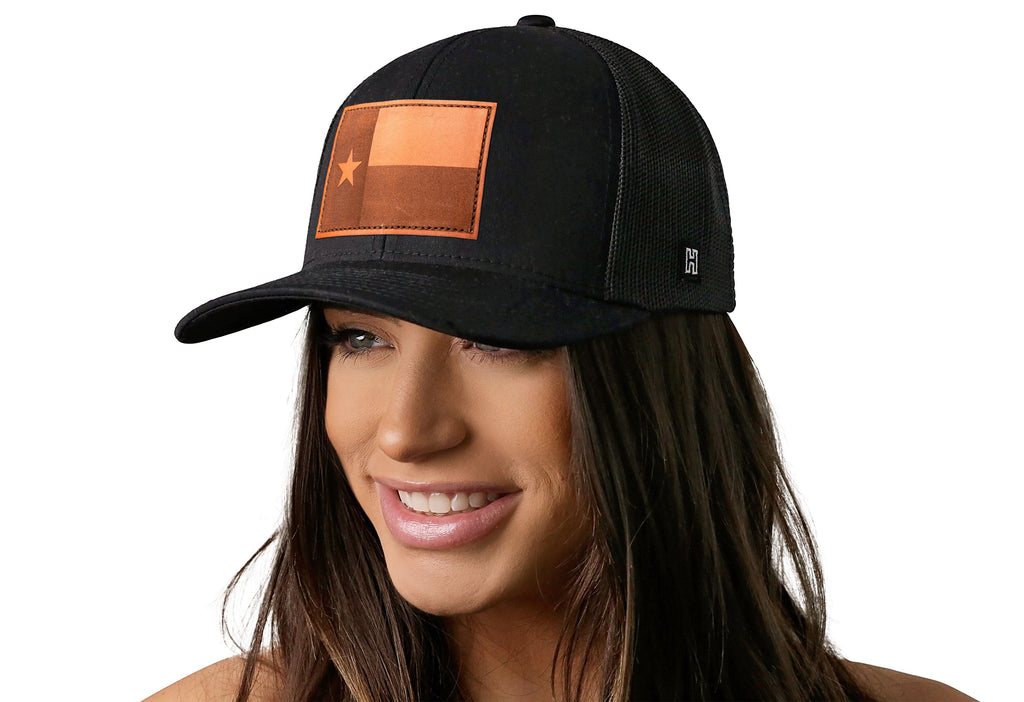 Texas Flag Trucker Hat  |  Leather TX Snapback