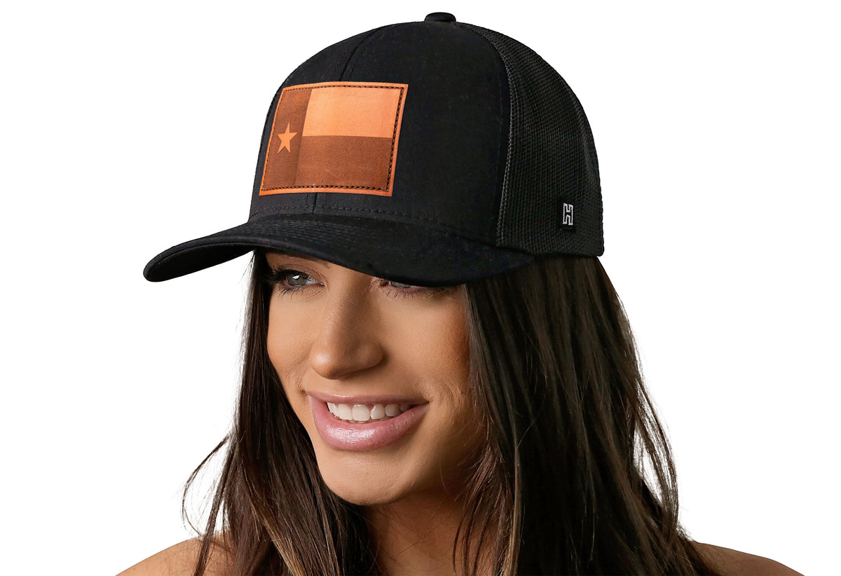 Texas Flag Trucker Hat  |  Leather TX Snapback