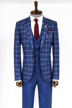 Checked Blue Men Suit - Wessi