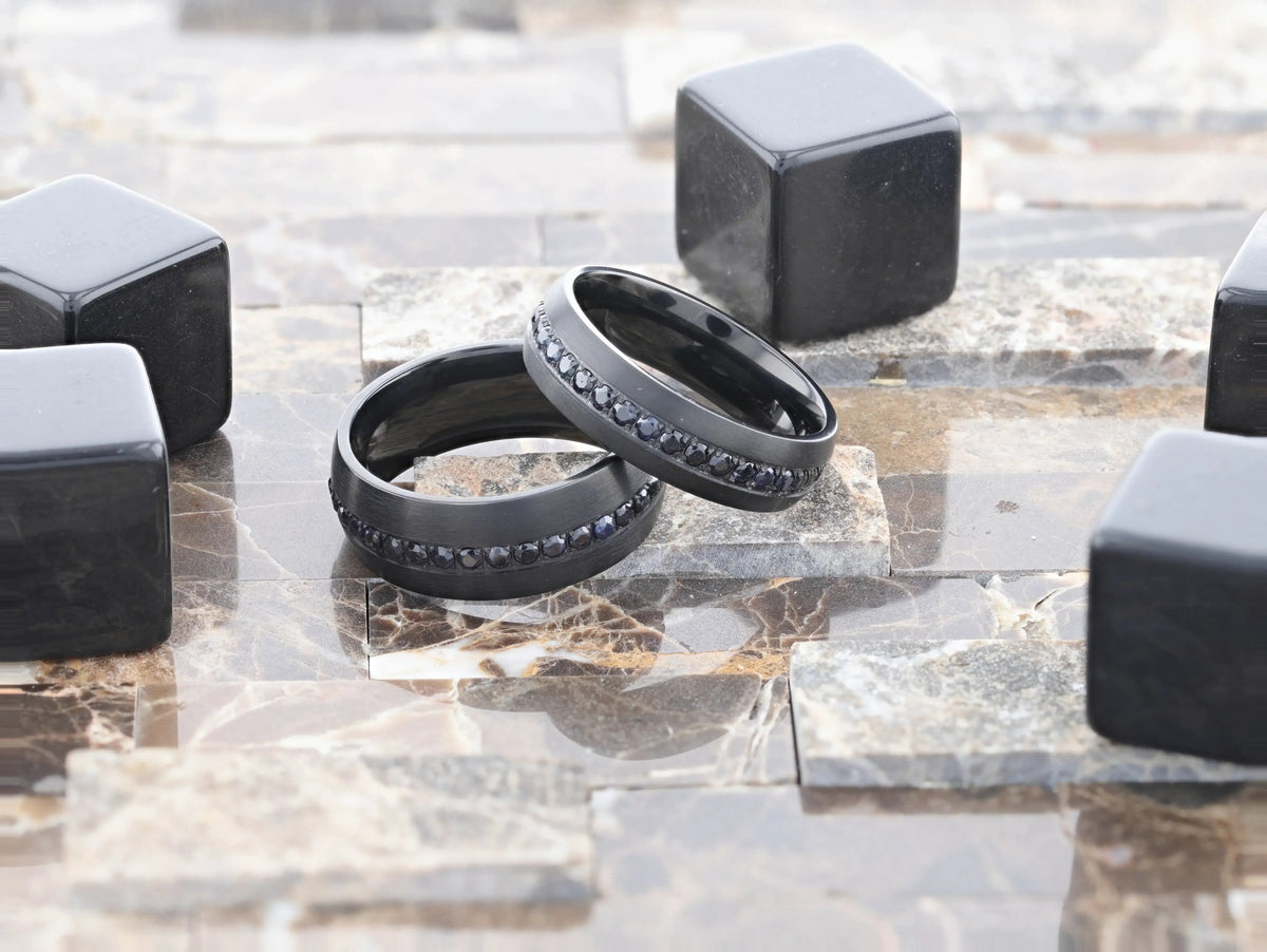 TALON Black Titanium Ring with Black Sapphires - 6mm - 8mm