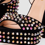 The Tampico Black Suede Leather Spike Platform Heel Women Sandal