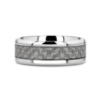 TANTALUS Beveled Edge Titanium Ring with White Carbon Fiber Inlay - 8mm