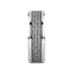 TANTALUS Beveled Edge Titanium Ring with White Carbon Fiber Inlay - 8mm
