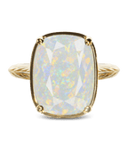 Sterling Silver Elongated Cushion Opal Cocktail Ring
