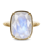 Sterling Silver Elongated Cushion Moonstone Cocktail Ring