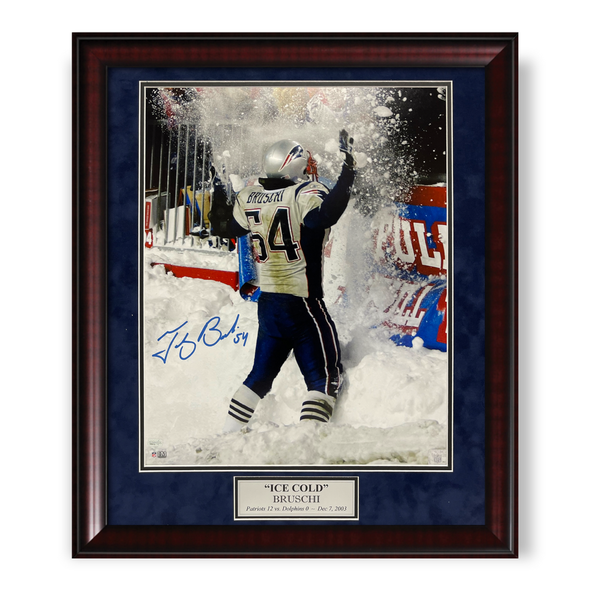 Tedy Bruschi New England Patriots Autographed 16x20 Photo Framed to 23x27 NEP